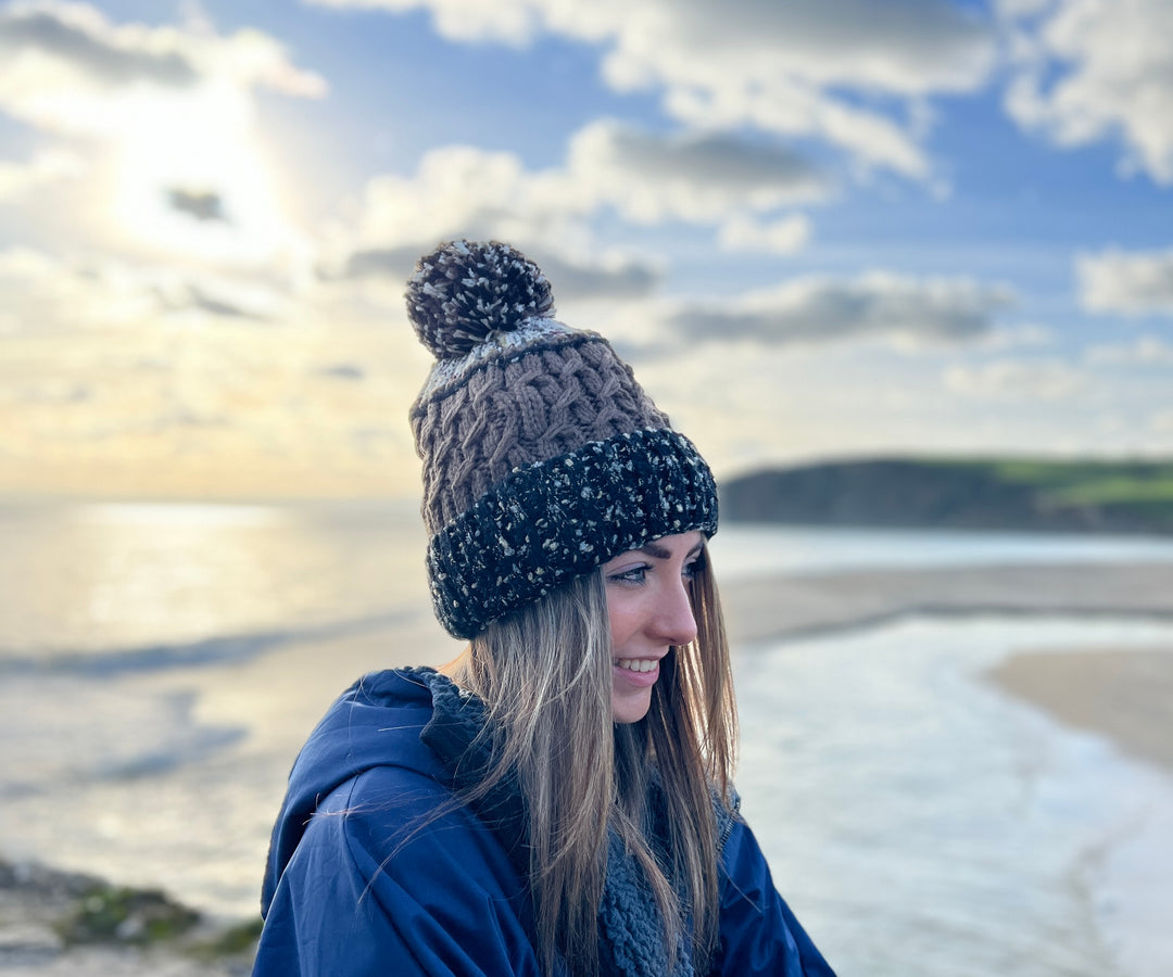 Knitted Oversized Bobble Hat - Main Image